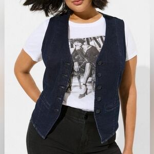 Torrid Studio Dark Denim Woven Cotton Blend Vest Size 4X NWT